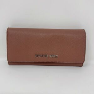 MICHAEL Michael Kors Jet Set Travel Carryall Dusty Rose Saffiano Leather Wallet